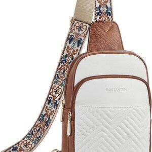 Sling Bag Quilted Crossbody Bags for Women Cross Body Purse Leather Fanny Pack w